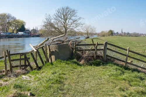 Preview: Blocked Footpath On A River Bank