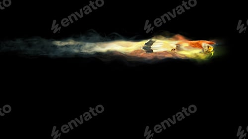 Preview: Abstract Nature. Flying Bird. Dispersion Effect. Black Background.
