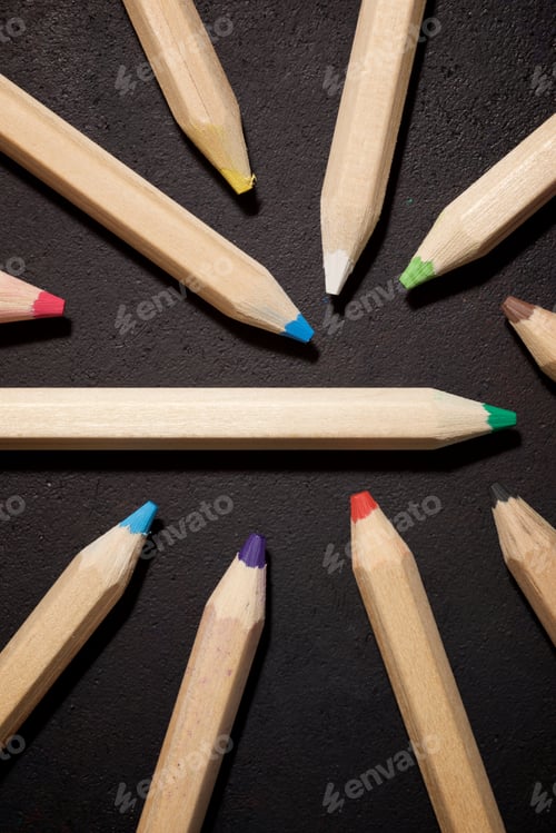 Preview: Group Of Pencils On A Table.