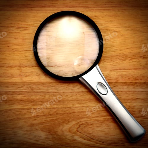 Preview: Vignetting Photo Of Magnifying Glass On The Wooden Table Closeup