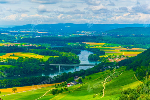 Preview: Aerial View Of Rhein River From The Hohenklingen Castle Near Stein Am Rhein, Switzerland.
