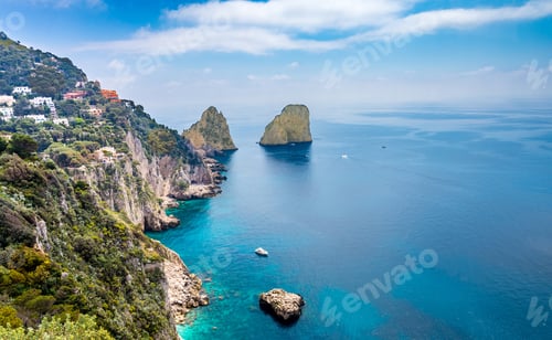 Preview: Faraglioni Rocks View From Giardini Di Augusto In Capri, Italy.