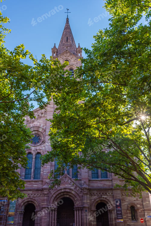 Preview: Church Among The Trees In The City Center Of Strasbourg, France