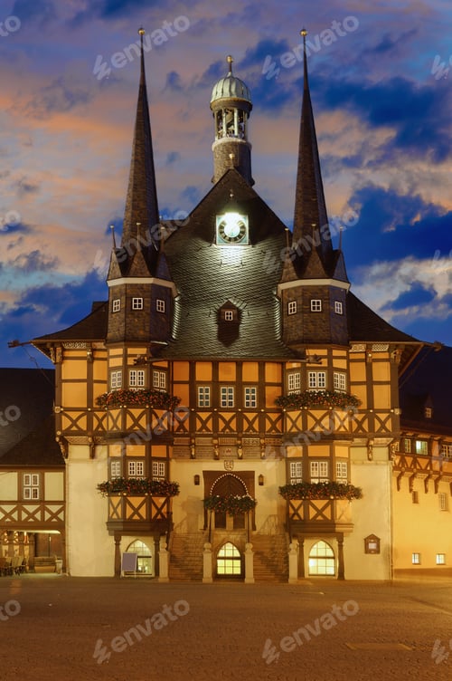 Preview: Illuminated City Hall Of Wernigerode In Harz,Germany
