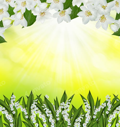 Preview: Spring Landscape With Delicate Jasmine Flowers