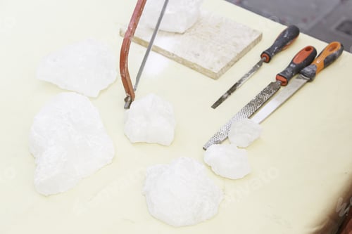 Preview: Cutting Quartz Stone, Detail Of A Mineral