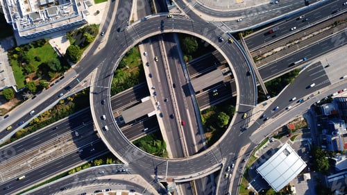 Preview: Aerial Drone Photo Of Urban Elevated Toll Ring Road Junction And Interchange Overpass