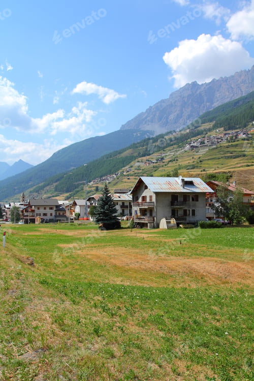 Preview: Italy, Stelvio National Park. Ortler Alps - Alpine Landscape. Valfurva, Town In Lombardy.