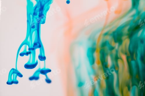 Preview: Abstract Composition With Ink And Small Bubbles. Beautiful Background, Texture And Colors