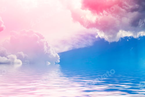 Preview: Blurred Background. Blue Sky And White Fluffy Clouds.