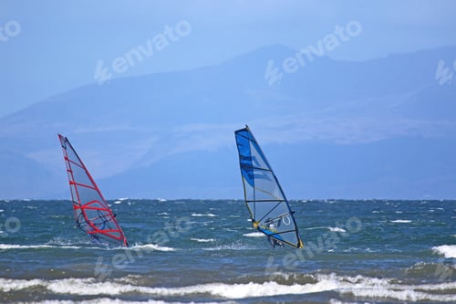 Preview: Windsurfers Riding At Barassie Beach, Troon In Scotland