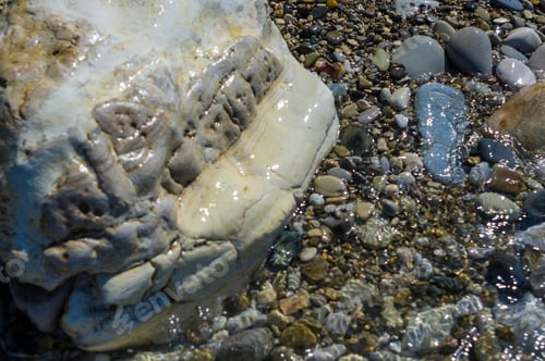 Preview: Pebble Stones On The Sea Beach, The Rolling Waves Of The Sea With Foam