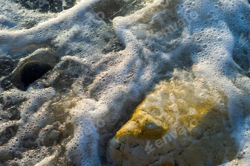 Preview: Pebble Stones On The Sea Beach, The Rolling Waves Of The Sea With Foam
