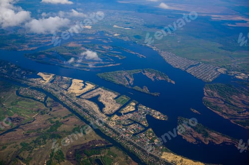 Preview: Amazing View From Window Of Airplane Flying Over Dnepr River, Ukraine
