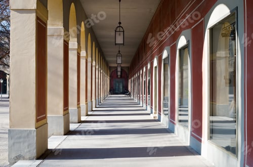 Preview: Galery In Hofgarten Of Munich In Winter Sunny Day.