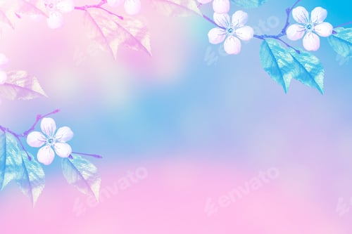 Preview: Blossoming Branch Cherry. Bright Colorful Spring Flowers
