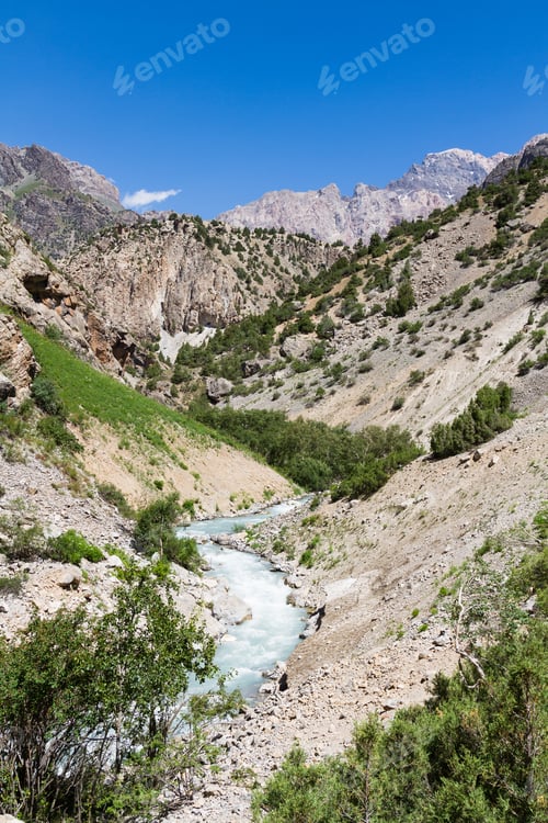 Preview: Mountain Landscape Of Fan Mountains In Summer, Tajikistan, Central Asia