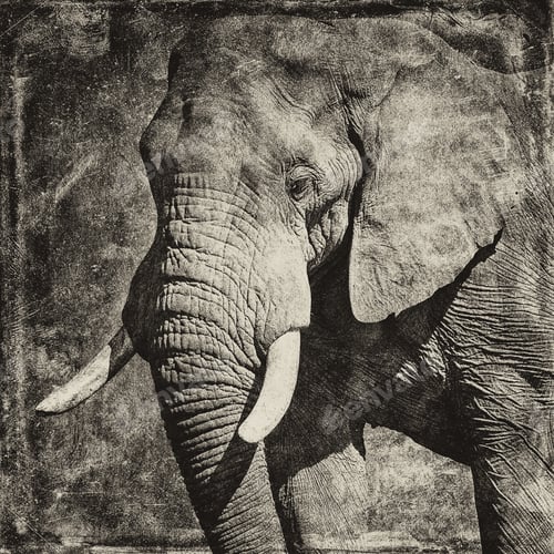 Preview: African Elephant On Textured Grunge Background
