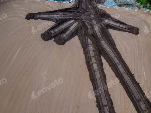 Preview: Aerial View Of Earth Moving Site With Different Brown Tones