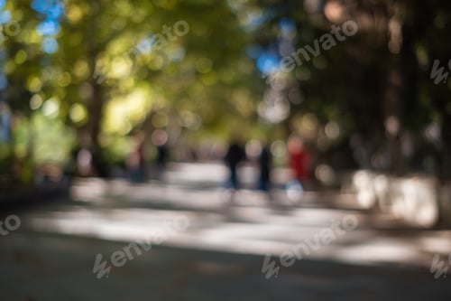 Preview: Blur Background : Crowd Of People In City Nature Park. Fall Mood
