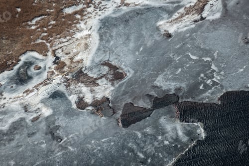 Preview: Aerial View Over The Icy Coast Of Riga Gulf