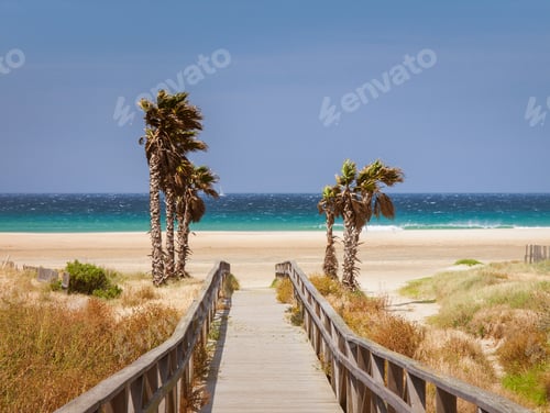 Preview: Beach Los Lances, Tarifa, Andalusia, Spain, Europe. Tarifa Is The South Most City Of Europe A A