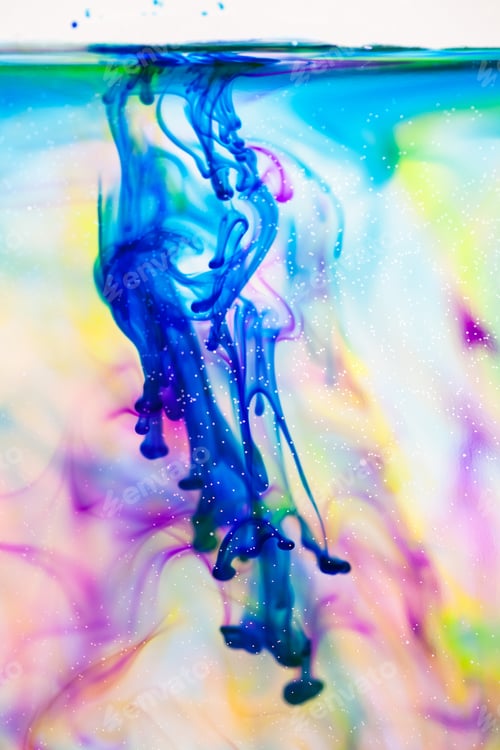 Preview: Abstract Composition With Ink And Small Bubbles. Beautiful Background, Texture And Colors