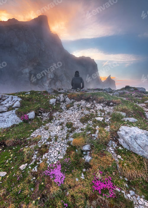 Preview: Foggy Sunset At The Mangart Saddle Mountain In Slovenia.