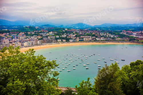 Preview: Panoramic View Of San Sebastian Bay, Atlantic Ocean, Monte Igueldo Viewpoint, Basque Country, Spain