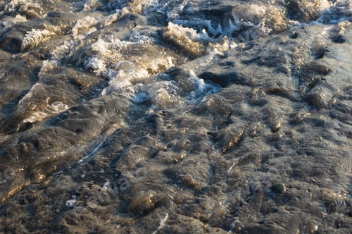 Preview: Pebble Stones On The Sea Beach, The Rolling Waves Of The Sea With Foam