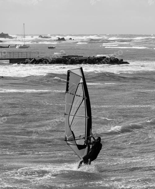 Preview: Sea Waves And Wind Surfing In The Summer In Windy Day.