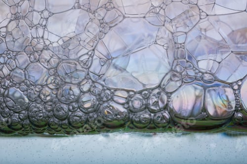 Preview: Air Foam Bubbles In Close Up. Soap Foam Macro Abstract.