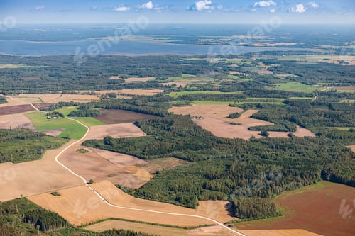 Preview: Aerial Panoramic View Over The Fields In Latvia