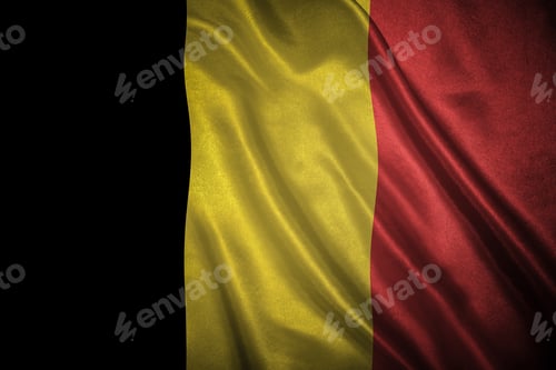 Preview: Flag With Original Proportions. Closeup Of Grunge Flag Of Belgium.