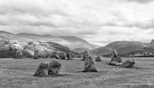 Preview: Monoliths Forming Part Of Castlerigg Stone Circle At Keswick In Cumbria, England. A High Contrast