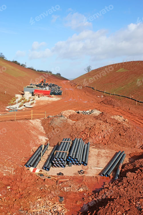 Preview: Pipes On A Road Construction Site