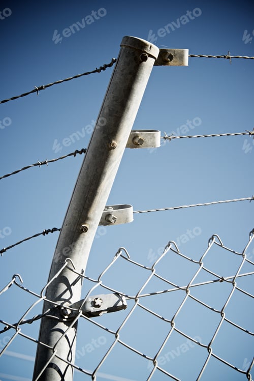 Preview: Barbed Wire Fence View In Spain.