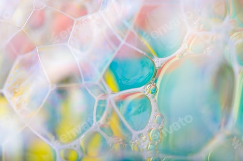 Preview: Close Up Of Froth, Abstract Background. Air Bubbles In Soap Foam.