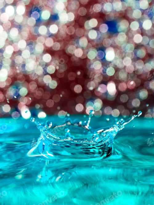 Preview: Abstract, Colorful Composition With Small Bokeh Lights, Water Drops And Water Texture. Can Be Used