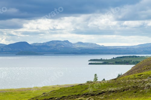 Preview: Leirvogsvatn Lake On The Road From Reykjavik To Pingvellir. Iceland Landscape.