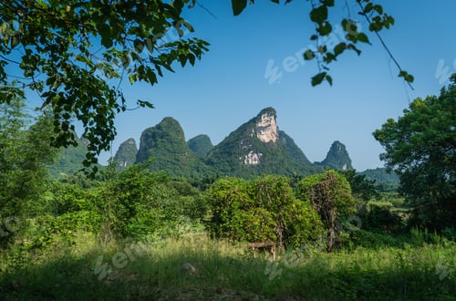 Preview: Beautiful Green, Lush And Dense Karst Mountain Landscape In Yangshuo, Guangxi Province, China