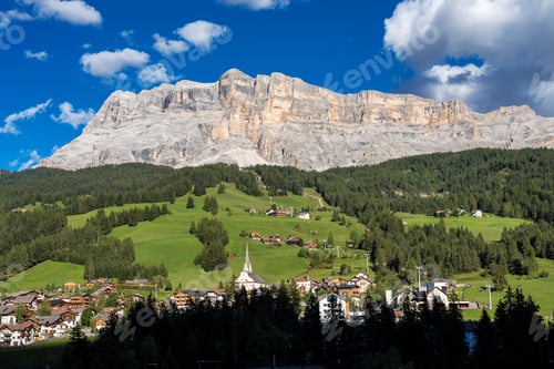 Preview: Western Face Of Sasso Di Santa Croce In Eastern Dolomites, Overlooking Badia Valley, The Vertical