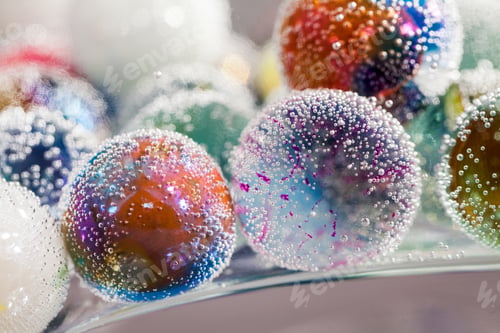 Preview: Abstract Underwater Composition With Colorful Glass Balls, Bubbles And Light