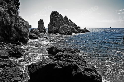 Preview: Seascape Scenery. Rocks And Beautiful Natural Clear Lagoon At Mediterranean Sea Coast