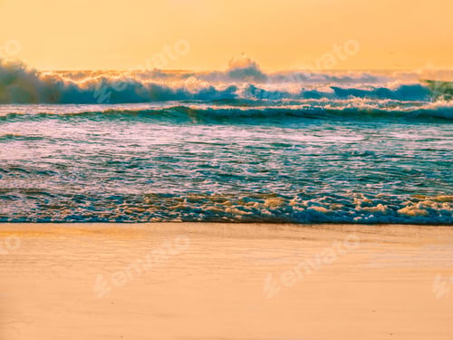 Preview: Sand Beach Of Tarifa With Waves During Sunset