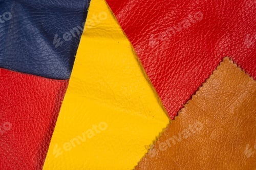 Preview: Colored Flaps, Pieces, And Scraps Of Natural Leather For The Manufactured Furniture, Bags And