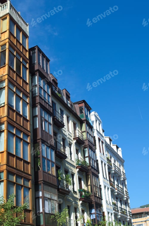 Preview: View Of The Modernist Facades Of Houses In Spanish Bilbao.