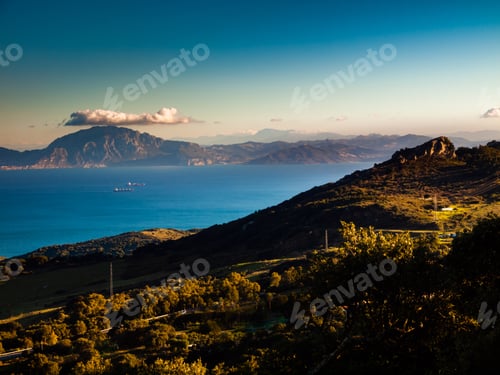 Preview: View To The Strait Of Gibraltar From The Spanish Side To The Mountains Of Morocco