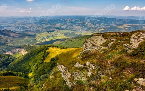 Preview: Carpathian Mountains With Its Peaks, Hills And Grassy Meadows Under The Blue Sky With Clouds In