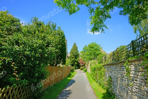 Preview: Spring Time In Hollyhocks Lane, Painswick, The Cotswolds, Gloucestershire, Uk